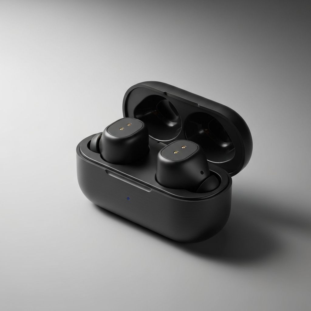 Premium wireless earbuds with charging case